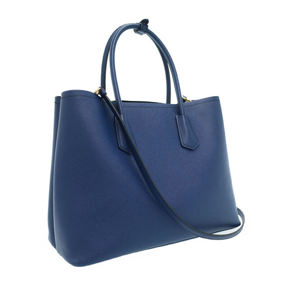Prada Double Bag Cuir Tote Leather Saffiano blue